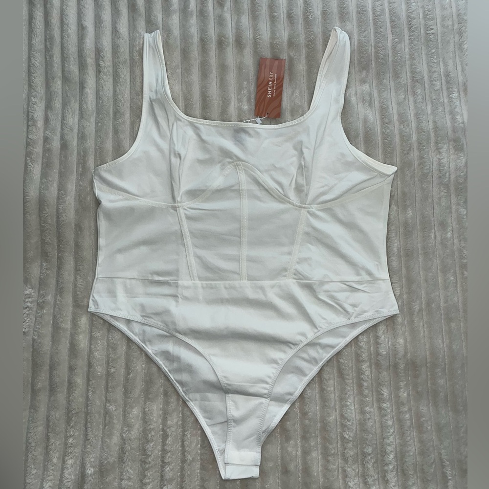 Shein SXY White Sleeveless Bodysuit • 2X